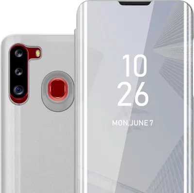 Obrázek produktu pro Cadorabo Pouzdro na mobilní telefon pro Samsung Galaxy A21 ve stříbrném krytu Zadní kryt Ochranné pouzdro typu kniha Pouzdro typu kniha