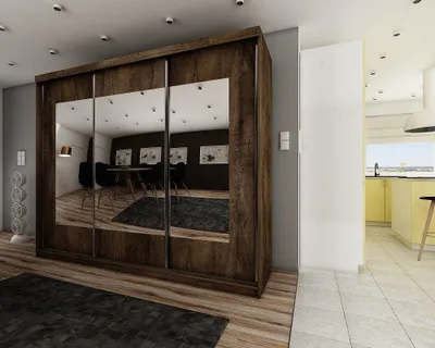 Produktbild von Top 6 Schrank 250 cm, 3 Farben. Variante: Farbe Dunkle Esche, Größe 205x200x62