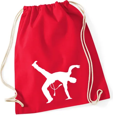 Produktbild von Huuraa Turnbeutel Capoeira Silhouette 12 Liter Classic Red Baumwolle Rucksack Geschenkidee