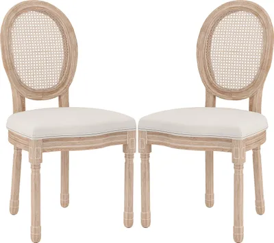 Produktbild von 2er-Set Esszimmerstühle Küchenstühle, Vintage Design, Wienergeflecht-Optik, Natur + Creme
