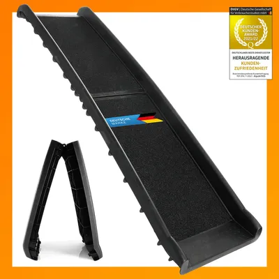 Produktbild von Hunderampe klappbar Auto Hundetreppe Einstiegshilfe für Kofferraum SUV, Kunststoff Anti-Rutsch Einstiegsrampe bis 80kg belastbar, 157x40cm