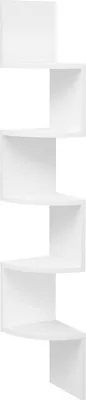 Produktbild von WOLTU Eckregal mit 5 Ablagen, Wandregal Ecke, Hängeregal, aus E1 MDF, Weiß