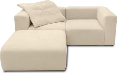 Produktbild von DOMO Collection Ecksofa 800013, kleine Couch in L-Form, gepolsterte Rückenlehne, Modul-Element, Polsterecke, 216 x 193 x 69 (BxTxH), beige