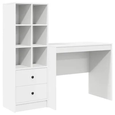 Image de Bureau avec tiroir avec étagère avec stockage 2 pcs Blanc
