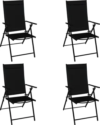 Produktbild von Gartensessel Klappsessel Stahl anthrazit + Textilgewebe schwarz, 4-er Set