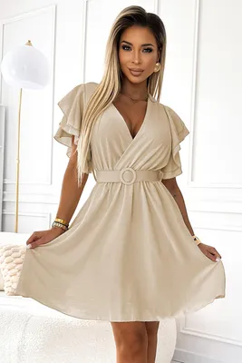 Produktbild von Numoco Minikleid Partykleid Cocktailkleid Abendkleid Sommerkleid, beige, Gr. XS-L