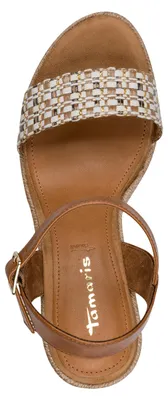 Produktbild von Tamaris Damen Sandalette mit Keilabsatz und Tweed-Optik 1-28376-46, Größe:39 EU, Farbe:Braun