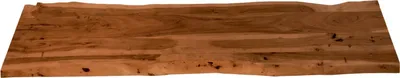 Produktbild von Holzplatte 200x40 cm Louisa, Tischplatte aus Akazienholz massiv + nussbaumfarben, Baumkanten-Platte für Heimwerker, geeignet für Arbeitsplatten, Tische & Fensterbretter