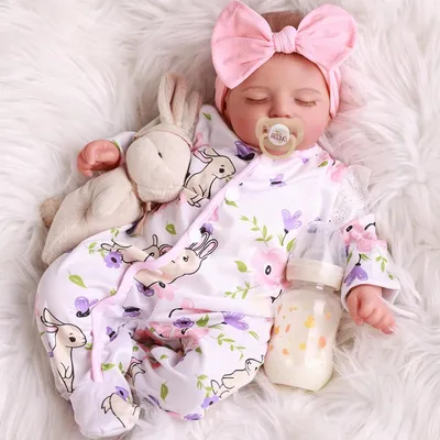 Produktbild von Reborn-Puppe – Realistische Puppe – Kinderspielzeug – Weicher Stoffkörper – 50 cm – Rosa