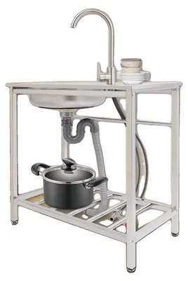 Obrázok produktu pre Samostatne stojaca umývadlová misa, nerezová oceľ, rozmer misy 13,77" x 12,59", montáž batérie s jedným otvorom, obdĺžnikový tvar, nosnosť 40 kg