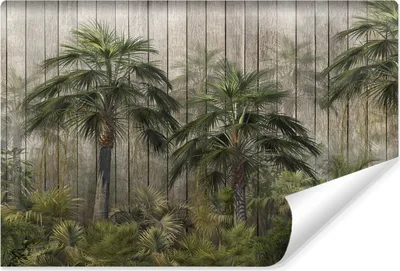 Produktbild von Muralo Vlies Fototapete tropische BÄUME Blätter Pflanzen Bretter Br. 135cm x Hö. 90cm