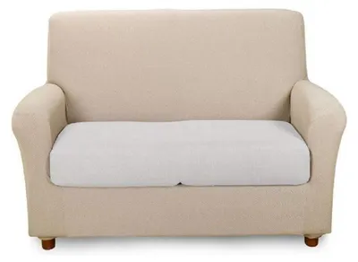 Schonbezug für 2-Sitzer Sofa, melangé, Baumwolle, elastisch, natur