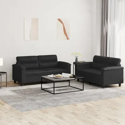 Produktbild von Cloris DesignMöbel 2-tlg. Sofagarnitur mit Kissen Schwarz Kunstleder , Schlafsofas 2024 Neu
