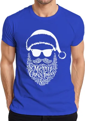 Produktbild von Merry Christmas Weihnachtsmann Bart - Weihnachten Weihnachtsgeschenk Christmas Herren T-Shirt, Blau, S