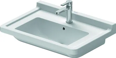Zdjęcie produktu dla Duravit umywalka STARCK 3 z przelewem, ława z 1 otworem na baterię, 700 x 490 mm biała