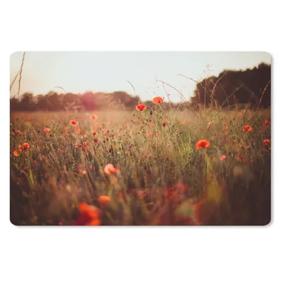 Produktbild von MuchoWow® Schreibtischunterlage Sonnenuntergang - Blumen - Rot 60x40 cm - XXL Mauspad - Großes Mauspad