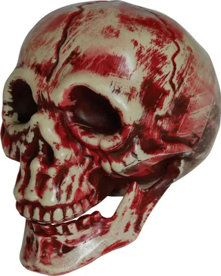 Produktbild von Skelett Schädel Halloween Dekoration Blutig Rot Gruselig 20 cm, Farbe: Weiß