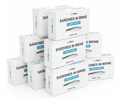 Produktbild von 30x GymBeam Sardinen in Salzlake - Hochwertige Proteinquelle, Sardinen in Salzlake aus Marokko, 100 g enthalten 21,7 g Protein und 2,2 g Fett