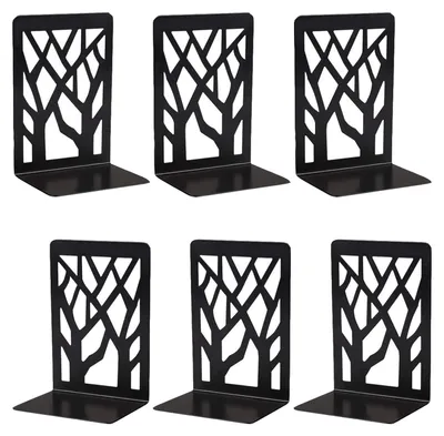Produktbild von Omgoods – 3 Paar dekorative Buchstützen aus Metall mit Baummotiv