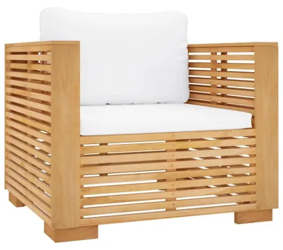 Immagine prodotto di Divano da Giardino con Cuscini Crema in Legno Massello di Teak