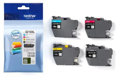 Produktbild von Brother LC3219XLVAL, Schwarz, Cyan, Magenta, Gelb, 4 Stück(e), 3000 Seiten, 1500 Seiten, Multipack