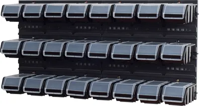 Produktbild von Set Wandregal Boxen 24 Stapelboxen schwarz