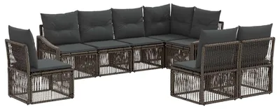 Image de Ensemble de canapés de jardin vidaXL, 8 pièces, gris, en polyrotin