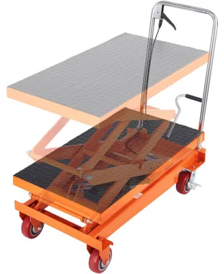Obrázek produktu pro Hydraulická zvedací plošina se dvěma nůžkami, nosnost 350 kg, zdvihový rozsah 350-1530 mm, rozměry plošiny 905 x 510 mm, ocelová konstrukce