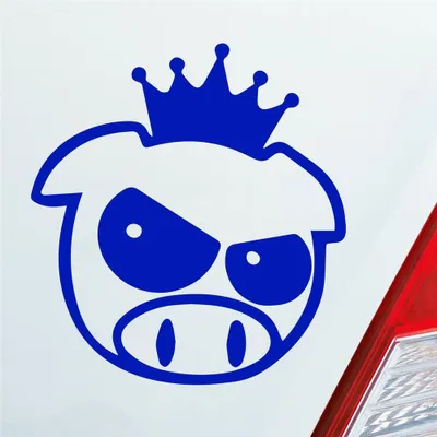 Produktbild von Auto Aufkleber Bad Pig Drift König Krone Schwein 10x11 cm Dunkelblau Sticker Heckscheibenaufkleber