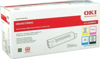 Obrázok produktu pre OKI 43698501, Čierna, Azúrová, Purpurová, Žltá, 4 kusov