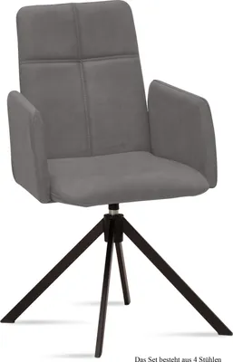 Produktbild von Armlehnstuhl drehbar (4er-Set) Debera 52x92x60 Schwarz/Grau