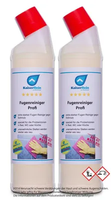 Produktbild von KaiserRein Fugenreiniger flüssig 750 ml (Set 2 x) befreit verkalkte, verschimmelte & mit Fett, Öl oder Schmutz zugesetzte Fugen in Bad, Küche, Duschkabinen & Badewannen Grund-Reiniger