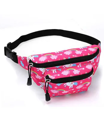 Imagen del producto de Riñonera infantil de 24 cm para niños y niñas, con estampado de dibujos animados. Bandolera para el pecho, riñonera para la cintura, en varios colores, con motivos florales y en color rosa