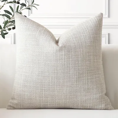 Zdjęcie produktu dla Poszewka na poduszkę 60x60 cm, wygląd lnu, kolor beżowy, 1 sztuka