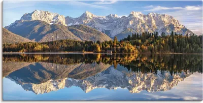Produktbild von ARTland Leinwandbild Karwendelblick am Barmsee Größe: 150x75 cm