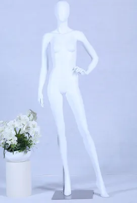 Produktbild von Schaufensterpuppe S+27 Frau weiß matt lackiert hochwertig Egghead mit Metallplatte Frau Weiblich
