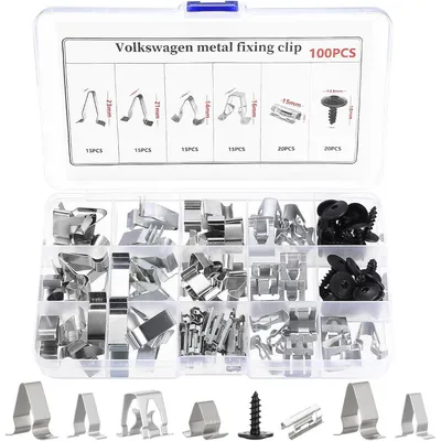 Image de Clips métalliques pour l'intérieur des voitures, 100 pièces, 4 tailles, en acier et en fer