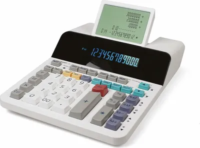 Produktbild von Sharp EL-1901, Desktop, Display-Rechner, 12 Ziffern, Display klappbar, Wechselstrom/Batterie, Weiß