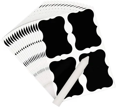 Produktbild von Creative Home Set von 160 (40 Blatt) Tafeletiketten Tafel-Aufkleber mit Stift + Weiße Kreide | Wiederverwendbar Wasserdicht