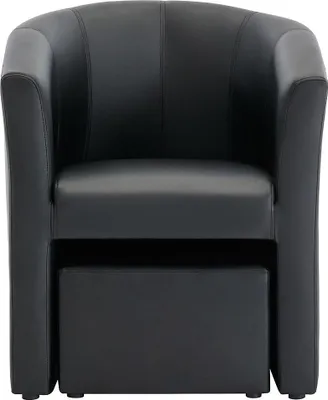 Produktbild von Sessel und Pouffe aus schwarzem  - JOVANA