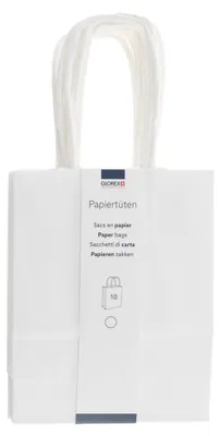Produktbild von Glorex Papiertragetasche mit Kordelgriff weiß 10 Stk. 12 x 15 cm