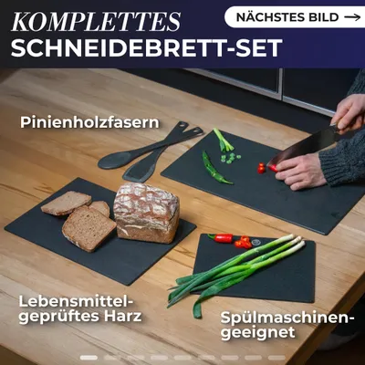 Produktbild von OceanWash Schneidebretter-Set aus lebensmittelechtem Harz und Pinienholzfaser, spülmaschinengeeignet, messerschonend, antibakteriell