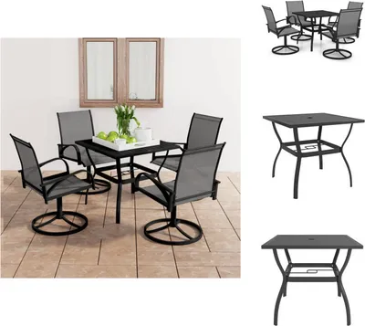Image de vidaXL Ensemble de jardin 5 pièces Textilène et acier - Ensembles de meubles de jardin