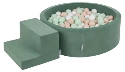 Produktbild von Bällebad Bällebecken Spielbad - 200 Bälle - Waldgrün - Pastell Beige, Weiß und Mint - Für Babys