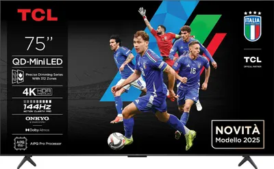 Obrázek produktu pro TCL 75C69K, 190,5 cm (75"), 3840 x 2160 px, QD-Mini LED, Smart TV, Wi-Fi, Metalická
