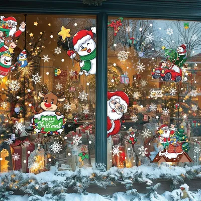 Produktbild von Fensterbilder Weihnachten 6 Stück 192 Aufkleber Schneeflocke Weihnachtsmann