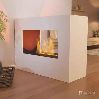 Produktbild von GLOW FIRE Elektrokamin 'Konsalik' | Wasserdampf Kamin mit OMC 500 ohne Holz in weiß als Raumteiler | HxBxT: 90x120x45 cm