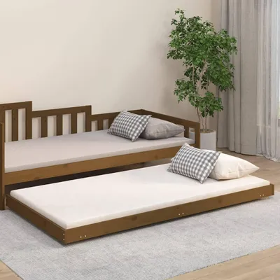 Image de vidaXL Lit en bois massif pin brun miel 100x200 cm
