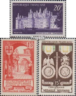 Produktbild von Briefmarken Frankreich 1952 Mi 941,944,945 (kompl.Ausg.) postfrisch Bauwerke