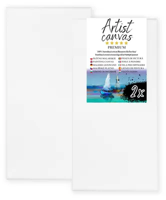 Produktbild von 2x Leinwand auf Keilrahmen 100% Baumwolle 280 g/m² Weiß grundiert 60X120 cm